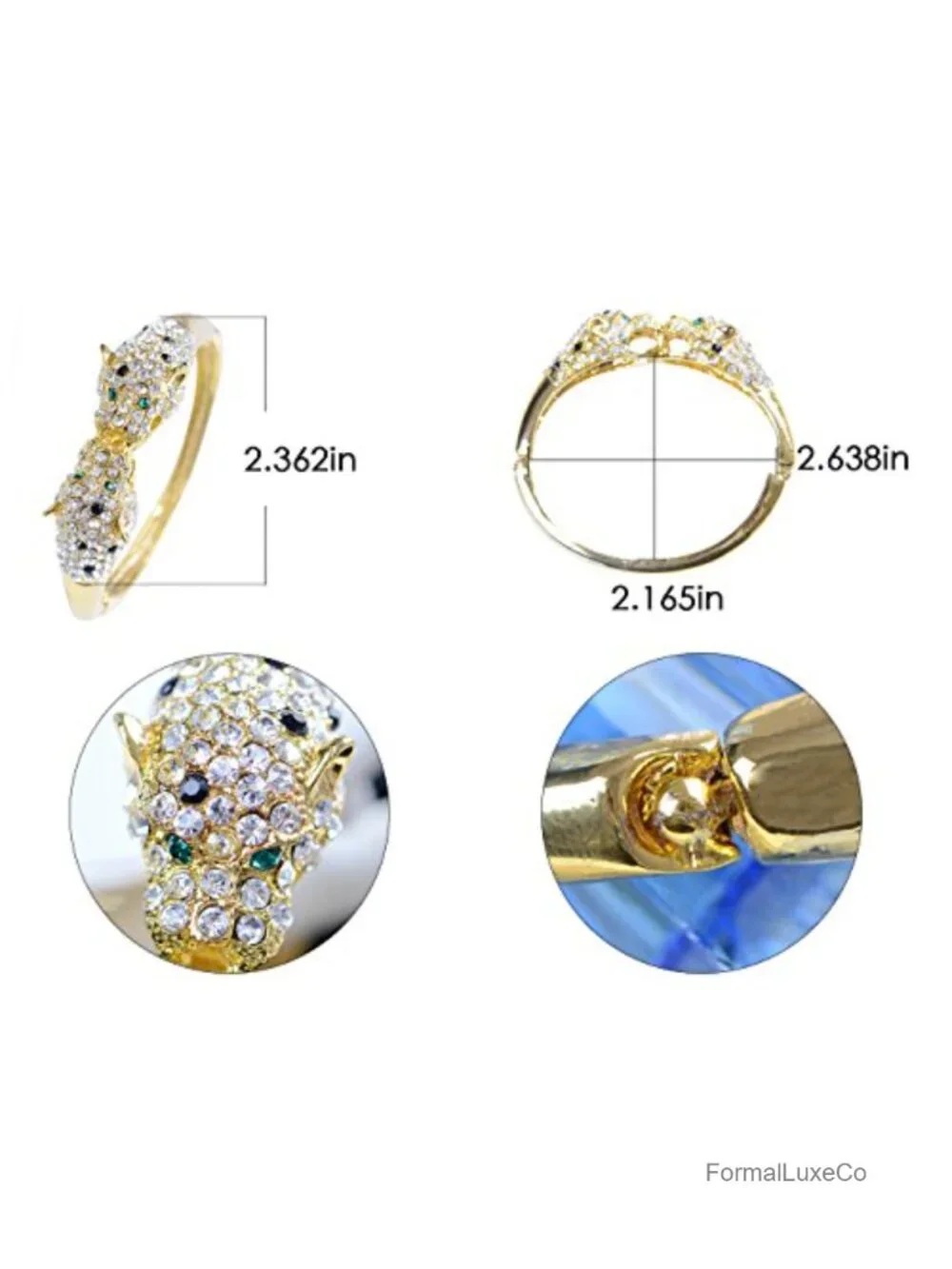 Twin Lion Cuff Bracelet Bangle Rhinestone Alloy Jewelry